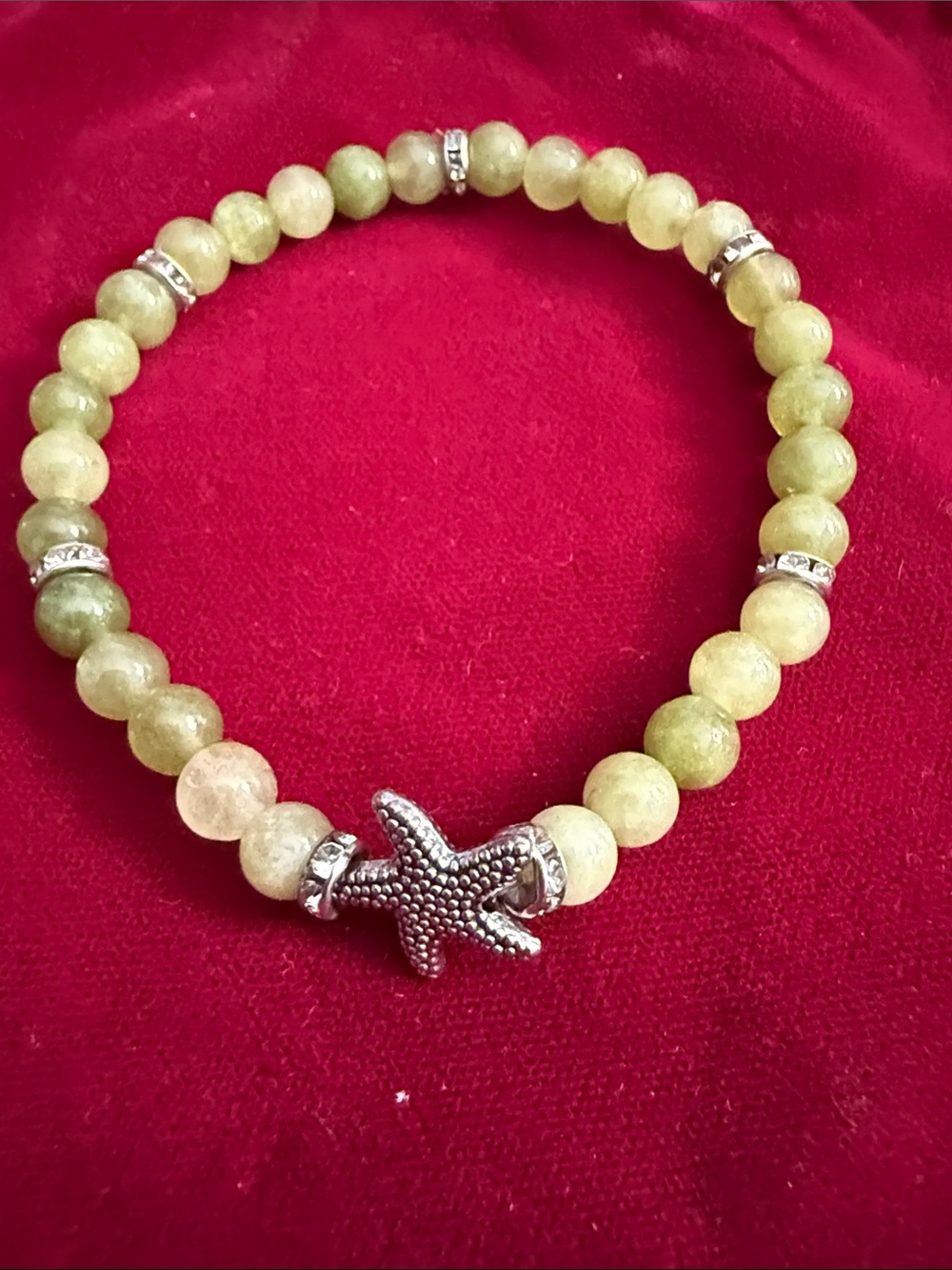 Green Beaded Starfish Charm Bracelet - Women's Jewelry